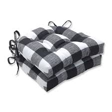Black And White Gingham Chair Cushions Lylah Coconut Reversible Indoor Outdoor Dining Chair Cushion In 2020 Outdoor Chair Pads Chair Pads Outdoor Dining Chair Cushions
