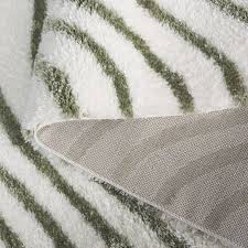 SAFAVIEH Tahoe Kuzman Striped Shag Area Rug, Ivory/Green, 6'7" x 6'7" Square
