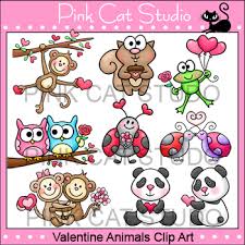 Pink cat studio digi release and ipu card and box , envelope purse, and flower card templates. Valentine S Day Clip Art Animals Value Pack By Pink Cat Studio Tpt