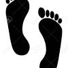 An outline or indentation left by a foot on a surface. 1