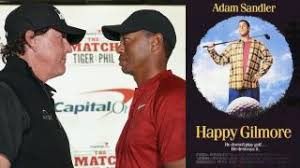 Happy gilmore follows the story of a young hockey player with an anger management problem who turns to golf when he is expelled from the hockey. Phil Mickelson Accepts Challenge To Play Happy Gilmore S Shooter Mcgavin And Tiger Woods