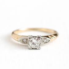 Sale Vintage Diamond Ring Antique 1940s Size 5 Two Tone 27 Ctw 14k White Y Diamond Rings Vintage Antiques Vintage Engagement Rings Wedding Rings Vintage