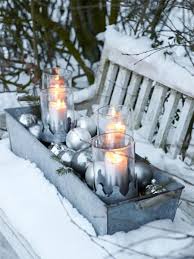 Advent Bastelideen Deko Den Fur Und Deko Fur Den Garten Kerzen Im Schnee Die Schon In 2020 With Images Advent Decorations Outdoor Christmas Silver Christmas Decorations