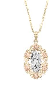14k Gold Tri Tone Our Lady Of Guadalupe Pendant Necklace Kids Necklace Pendant Necklace Tri Tone