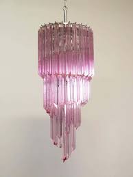 Murano Glass Spiral Chandelier 54 Quadriedri Pink Prisms In 2021 Murano Glass Chandelier Pink Chandelier Murano Chandelier