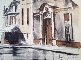 Vintage John Hulse midcentury modern cityscape lithograph Impression du  Marais