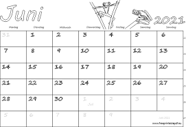 Jahreskalender 2021 mit feiertagen und kalenderwochen (kw) in 19 varianten die kalender können für nichtkommerzielle. Monatskalender Juni 2021 Pdf Drucken Kostenlos