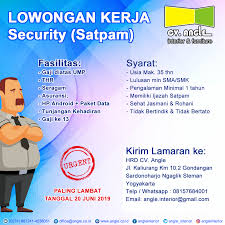 Kerja terbaru guna mengisi posisi pekerjaan sebagai berikut : Lowongan Pekerjaan Security Satpam Dibutuhkan Segera