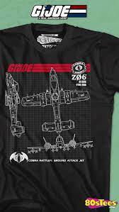 This 80stees Com Exclusive Gi Joe T Shirt Shows Cobra Air Force S Jet Fighter The Rattler The Rattler Is Cobra S Ground Attack Jet Gi Joe Mens Tshirts T Shirt