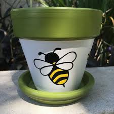 Bumble Bee Hand Painted Flower Pot By Flourishandpots On Etsy Decorated Flower Pots Painted Flower Pots Clay Flower Pots