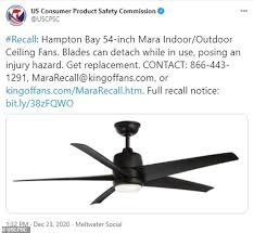 Indoor fans can rotate air within a confined space to keep a. Home Depot Recalls More Than 190 000 Ceiling Fans After Several People Reported Blades Were Flying Off Injuring At Least Two People And Damaging Rooms