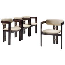 Augusto Savini Set Of Four Pamplona Chairs In Off White Leather Metal Dining Chairs White Leather Chair Wooden Dining Room Chairs