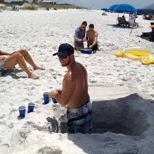 How Grown Up Kids Play In The Sand They Created A Beer Pong Table By Digging 2 Four Foot Holes So The Sand Would Be The Beer Pong Tables Sand Table Beach