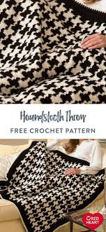 Make a warm afghan for your living room or bedroom by using a crochet afghan pattern. Houndstooth Throw Free Crochet Pattern In Red Heart Soft Yarn Houndstooth Is One Of The Most Popul In 2021 Crochet Knit Blanket Crochet Throw Blanket Knitted Blankets