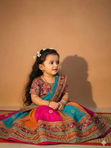 Traditional Grace: The Half-Saree Portrait