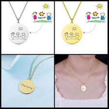 Collier Dessin D Enfant Personnalise En Argent Creer Ses Bijoux Collier Dessin D Enfant