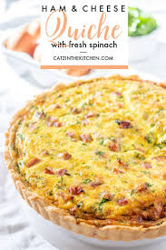 Ham And Cheese Quiche With Fresh Spinach Recipe In 2020 Ham And Cheese Quiche Cheese Quiche Yummy Breakfast