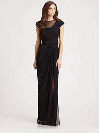 Tadashi Shoji Illusion Gown Saks Com Dresses Long Black Dress Womens Dresses