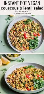 Instant Pot Vegan Couscous And Lentil Salad Green Lentil Recipes Vegan Instant Pot Recipes Vegan Couscous Recipes
