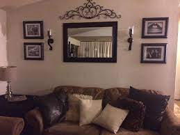 Behind Couch Wall In Living Room Mirror Frame Sconces And Metal Decor Sconces Living Room Wall Sconces Living Room Mirror Wall Living Room