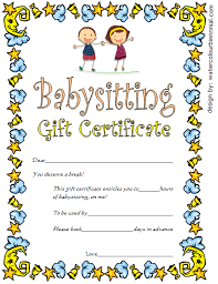 Design a gift certificate nobody would want to wrap up. Babysitting Gift Certificate Template 4 Free Gift Certificate Template Printable Gift Certificate Gift Certificates