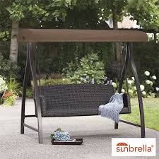 The wood garden swing seats have the classical charm of the natural material that best suits outdoor furnishing. Agio 3 Seat Cape Town Woven Swing With Canopy Costco Uk Garden Swing Seat Patio Shade Garden Swing