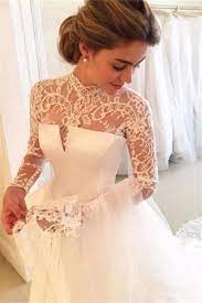 Online shopping for high neck wedding dress from a great selection of clothing & accessories at incredibly competitive prices with guaranteed quality. High Neck Vintage Lace Wedding Dresses Cheap Open Back Long Sleeve Satin Bridal Gowns Newarrivaldress Com