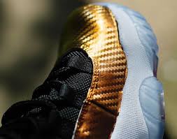 Gold Black White Jordan 11 Air Jordan 11 Low Baroque Customs With Chameleon Carbon Fiber By Rocket Boy Nift Air Jordan 11 Low Jordan 11 Low Air Jordan 11