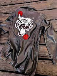 Black Leather Jacket Womens Black Leather Jacket Tiger Back Etsy Womens Black Leather Jacket Black Leather Jacket Leather Jackets Women