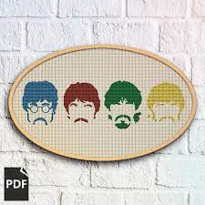 Dmc 100% cotton floss 13 colors 14 count white fabric for cross stitch 40*45 cm. The Beatles Cross Stitch Pattern Pdf File From Kaplio On Etsy Studio Dimensions Cross Stitch Beatles Embroidery Cross Stitch Patterns
