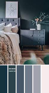 Deep reds, rich navy blues, charcoal grays, chocolate browns, and striking black shades are all perfect choices for a bedroom design scheme.and if the rest of your home is awash in vivid hues or soft neutrals, it can feel soothing to enter a bedroom that's designed around a dark color palette. Charcoal Blue Grey Bedroom Fabmood Wedding Colors Wedding Themes Wedding Color Palettes