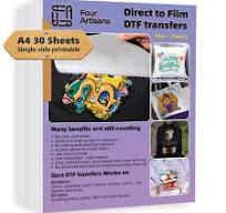 Sublimation Printer FourArtisans DTF Transfer Film - 100 A4 Matte Sheets  For Direct To Film Printing On T-Shirts & Fabrics Cold Peel