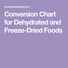 conversion chart for dehydrated and freeze dried foods