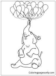 They use their tusks to dig for ground water and finding food. Elephant With Balloons Happy Birthday Coloring Page Free Coloring Pages Online