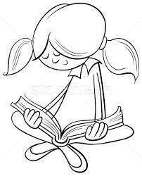 Free art print of outlined kid girl reading a book. Girl Reading Book Coloring Page Vector Illustration C Izakowski 7795589 Stockfresh
