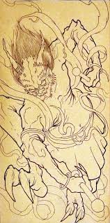 His formidable appearance and power is what makes him the perfect tattoos for those who have a deep respect for the shinto philosophy. Raijin Japanese Thunder God Japanese Tattoo Designs Asian Artwork Japanese Tattoo Art