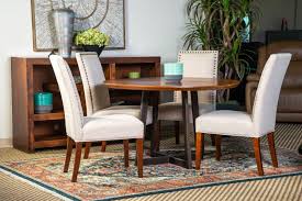Round table, six chairs, distressed white and dark oak. Home Trends Fmz Dining Set Mozambique Mozambique Round Dining Set Walnut