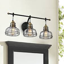 Compareclick to add item canarm ltd. Industrial Lodge Home Barton 3 Light Dimmable Black Antique Gold Vanity Light Reviews Wayfair