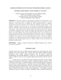 It is located in kota kinabalu, sabah. Pdf Ranking Method Using Multiple Weighted Score Analysis