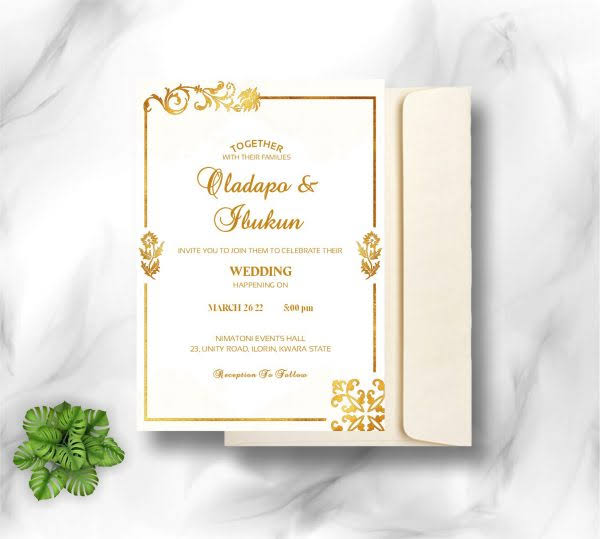 Wedding Card Single Side Print A5 Size With White Envelope product image