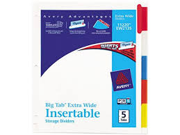 14.2 (w) x 8.7(h) x 8.3(d). Avery 11220 Worksaver Big Tab Extrawide Dividers W Five Multicolor Tabs 9 X 11 White Newegg Com