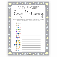 Answer key baby shower emoji pictionary game answers. Baby Emoji Pictionary Printable Grey Yellow Baby Shower Games Ohhappyprintables