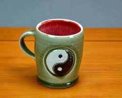 Green Yin Yang Ceramic Coffee Mug Hand Thrown Porcelain Etsy Mugs Chinese Symbols Beer Steins