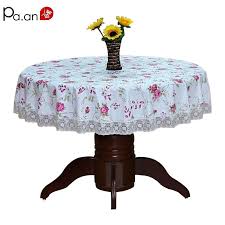 Plastic tablecloths come in a range of different designs to suit your room's color scheme or a party theme. Pastoral Pvc Round Table Cloth Waterproof Oilproof Floral Printed Lace Edge Plastic Table Covers Anti Hot Coff Round Table Cloth Table Cloth Coffee Table Cloth
