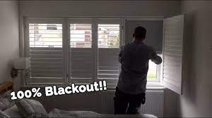 You can achieve that plantation shutters. 100 Blackout Bedroom Plantation Shutters Youtube