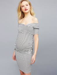 Black And White Striped Off The Shoulder Dress Off The Shoulder Bodycon Maternity Dress Black White Stripe Striped Bodycon Dress Dresses