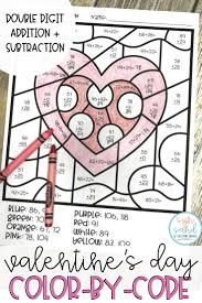 Color By Number Valentines Day Mystery Pictures Addition Subtraction Subtraction Addition And Subtraction Math Valentines