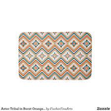 Shop for bathroom mats at buybuy baby. Aztec Tribal In Burnt Orange Teal And Tan Bath Mat Bath Mat Rug Small Bath Mat Bath Mat