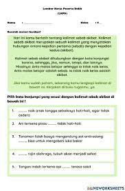 Apa itu kalimat sebab akibat? Sebab Akibat Worksheet