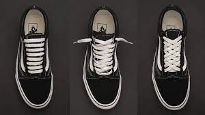 Pass it under and up through the second outer hole. 3 Cool Ways How To Vans Old Skool Vans Old Skool Lacing Youtube